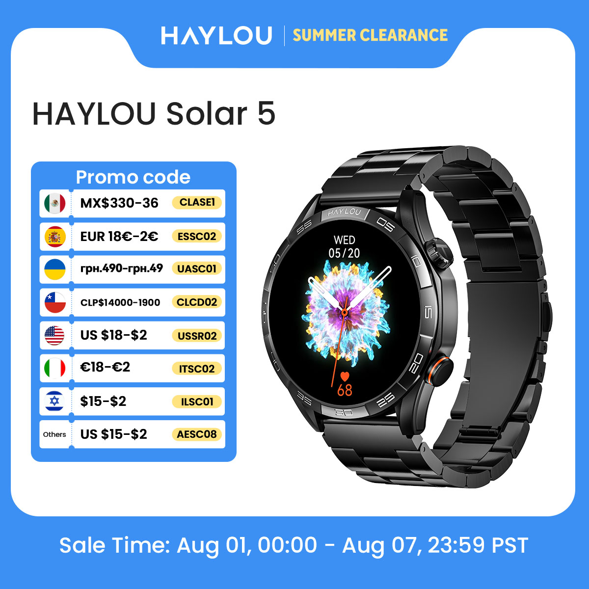 Smartwatch Faces - HAYLOU reloj inteligente Solar 5 para