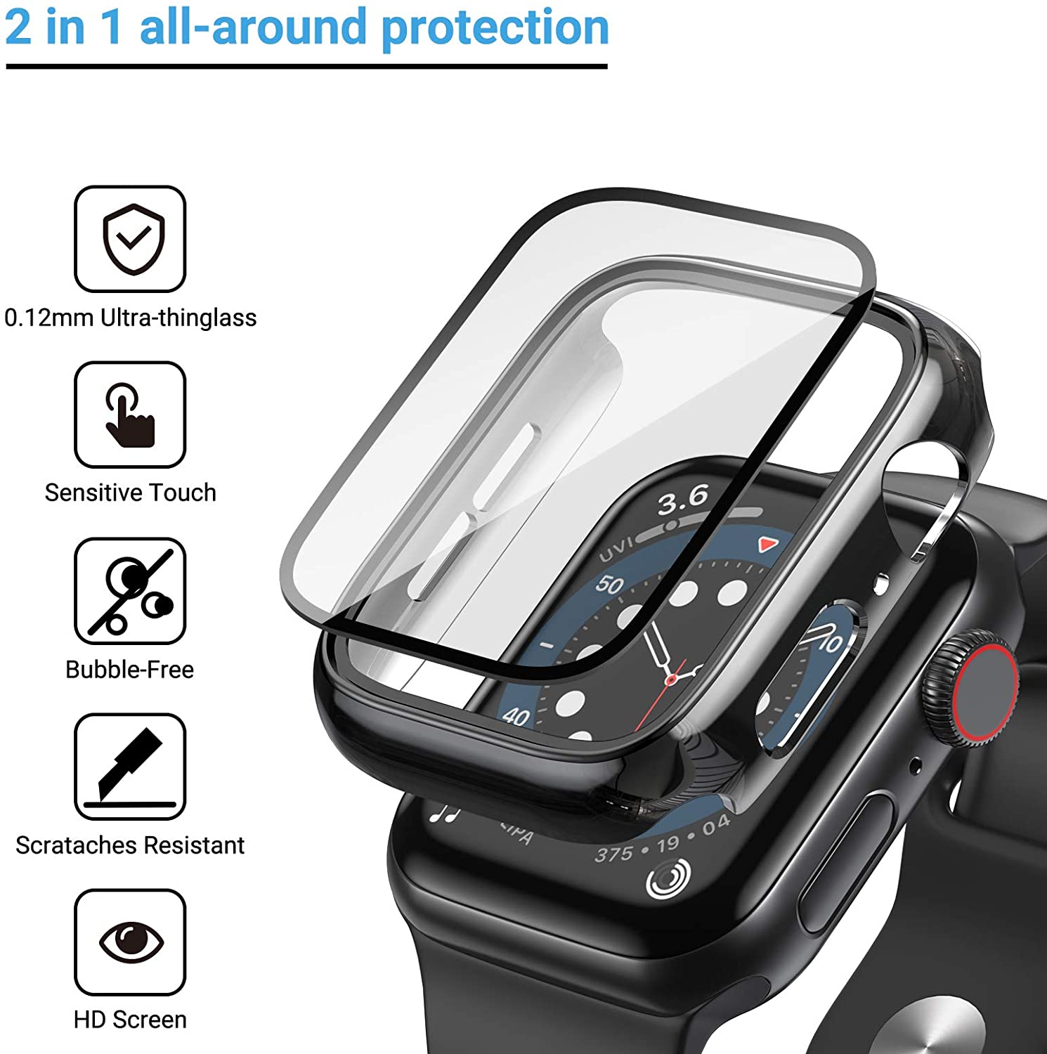 Vidrio + cubierta para Apple W - Smartwatch Band Accessories reseña y precio