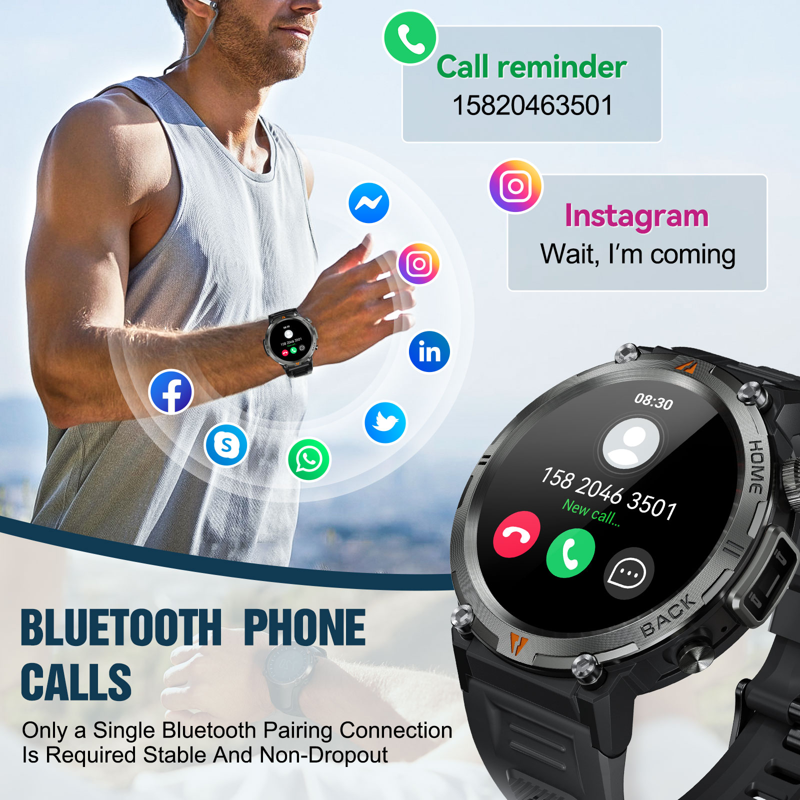 EIGIIS KE3 Bluetooth llamada r - Smartwatch Faces reseña y precio