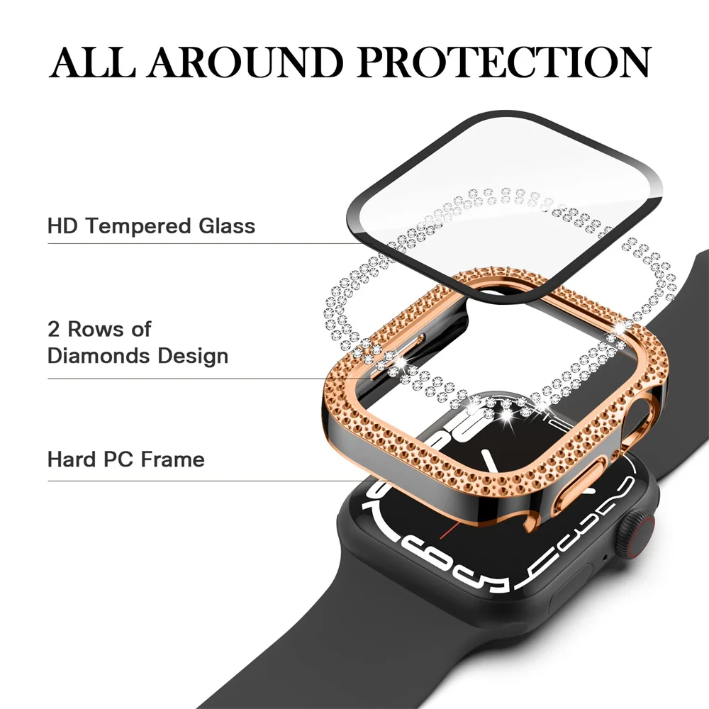 Cubierta de diamante para Appl - Smartwatch Band Accessories reseña y precio